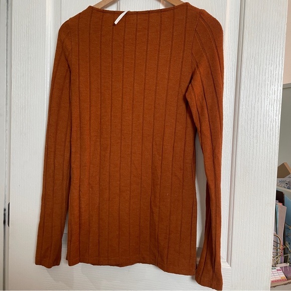 By Anthropologie Ribbed Side Slit Tunic Top New Cedar Size XS Anthro Long Sleeve - Picture 6 of 7